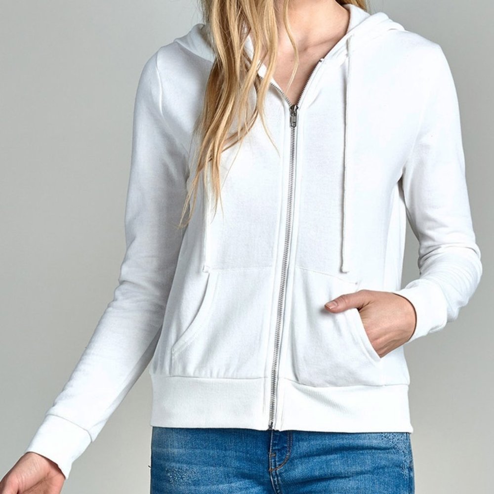 NEW White Hoodie Full Zip - Picture 2 of 3